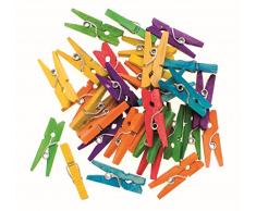 Glorex 6 2200 657 - Wäscheklammern aus Birkenholz, farblich sortiert, ca. 25 mm, 30 Stück, ideal zum Basteln und Dekorieren, für Fotoleinen, Tischkärtchen, Grußkarten