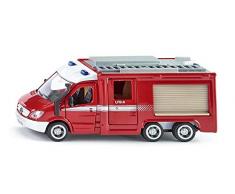 SIKU 2113, Feuerwehr Mercedes-Benz Sprinter, 1:50, Metall/Kunststoff, Rot, Öffenbare Türen