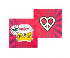 Boland 44511 - Papierservietten Hippie, 12 Stück, Größe 33 x 33 cm, Bulli, Partygeschirr, Garten Party, Geburtstag, Fingerfood, Partyzubehör, Überraschungsparty, Motto Party, Karneval