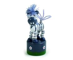 Small Foot 11198 Drückfigur Zebra aus Holz, FSC 100%-Zertifiziert, Mitgebsel Spielzeug, Mehrfarbig
