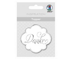 Ursus 56690011 - Topper Danke, 6,5 x 7,6 cm, 8 Stück, weiß/silber