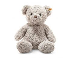 Steiff 113482 Original Plüschtier Teddybär Soft Cuddly Friends Honey, Kuscheltier ca. 48 cm, Markenplüsch Knopf im Ohr“, Schmusefreund für Babys von Geburt an, grau