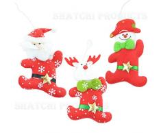 Shatchi 6118 Weihnachtsbaumschmuck, handgefertigt, Weihnachtsbaum, Weihnachtsdekoration, Weihnachtsstrumpffüller, Weihnachtsmann, Schneemann, Rentier, Teddybär