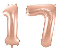 Folat 800075 - Folienballon - Zahl 17 - rosegold - ca. 86 cm hoch
