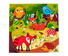 Hess Holzspielzeug 14903 - Griffpuzzle Waldtiere aus Holz, ca. 25 x 25 cm