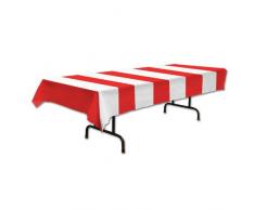 Red & White Stripes Tischdecke Party Zubehör (1 count) (1 / Pkg)