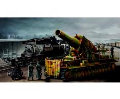 Trumpeter 00209 Modellbausatz Mörser Karl Gerät 040/041 auf Eisenbahn-Transport-Trailer