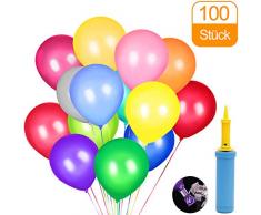 Luftballons, Pump und Ballon-Klipp, Luftballons Bunt Geeignet für alle Arten von Feierlichkeiten - 100 Stück