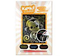 MAMMUT 8261623 - Artfoil, Kratzbild, Tiermotiv, KAWAII Affe, gold, Komplettset mit Kratzbild, Kratzmesser und Anleitung, Scraper, Scratch, glänzend, Kratzset für Kinder ab 8 Jahre