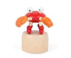 Small Foot 11145 Drückfigur Krebs aus Holz, FSC 100%-Zertifiziert, Mitgebsel Spielzeug, Mehrfarbig
