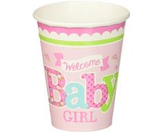 Amscan 581458 266 ml Welcome Baby Girl Pappbecher