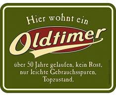 50. Geburtstag: Oldtimer Blechschild (22cm x 17cm)