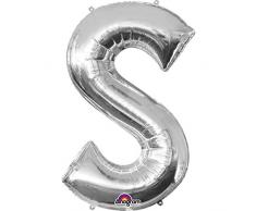 amscan 3298301 Folienballon Buchstabe S, Silber