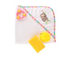 Heless 279 - Kapuzenbadetuch für Puppen, Faultier Flauschi, inklusive Zubehör, ca. 48 x 48 cm