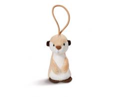 Nici 43618 Anhänger Erdmännchen mit elastischer Schlaufe, 8 cm, weiß/braun