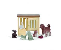 Lundby 60-807500 - Tiere für Puppenhaus - 9-teilig - Zubehör - Hund - Katze - Kaninchen - Kätzchen - Welpen - Haustiere - ab 4 Jahre - Maßstab 1:18