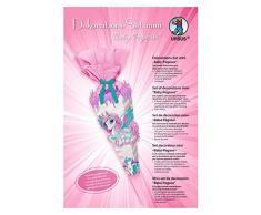 URSUS 9900001F Dekorationsset Mini Baby Pegasus, 4 Bogen Bastelkarton ca. 14 x 21 cm, beidseitig Bedruckt, vorgestanzt, genutet, zum Dekorieren Einer Schultüte, teilweise veredelt, mit Satinband, bunt