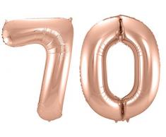 Folat 800204 - Folienballon - Zahl 70 - rosegold - ca. 86 cm hoch
