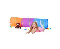Relaxdays Spieltunnel für Kinder, farbenfroher Krabbeltunnel f. Jungen und Mädchen, robuster Pop Up Kriechtunnel, bunt
