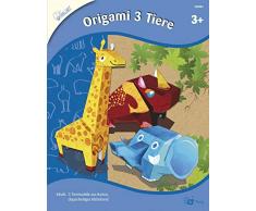 MAMMUT 157001 - Bastelset, Origami 3 Tiere, Falttechnik, Komplettset mit 3 Tiervorlagen zum Falten, 1 Rolle Klebeband und Anleitung, Faltset für Kinder ab 3 Jahre