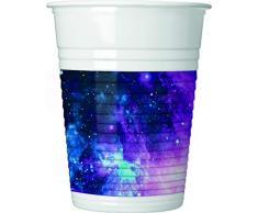 Procos 90619 Partybecher Galaxy Party aus Plastik, 8 Stück, Mehrfarbig