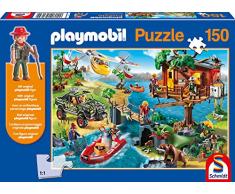 Schmidt Spiele 56164 Baumhaus, 150 Teile Kinderpuzzle, mit Playmobil-Figur, bunt
