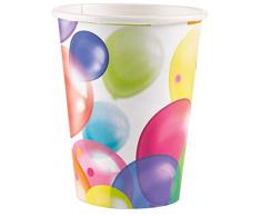 amscan 9900322 8 Papierbecher Balloons, 250 ml, Weiß & Mehrfarbig