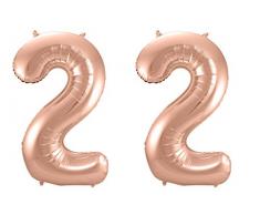 Folat 800129 - Folienballon - Zahl 22 - rosegold - ca. 86 cm hoch