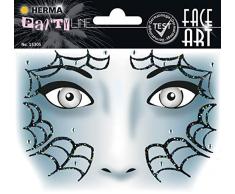 Herma 15305 Face Art Sticker, Kostüm Aufkleber für das Gesicht, Motiv Spider Spinne, dermatologisch getestet, für Fasching, Karneval, Halloween