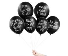 Pechkeks Anti-Party-Ballons, schwarze Luftballons mit schrägen Sprüchen, Glückwünschchen-Set, schwarz