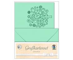 Ursus 54580045 - Grußkarten gelasert, 200 g/qm, 5 Stück, lebensbaum meergrün
