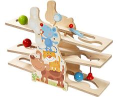 HABA 303906 - Kugelbahn Klick-Klack Tierfreunde | Kugelbahn aus Holz mit lustigem Tiermotiv und spannenden Effekten | Holzspielzeug ab 18 Monaten