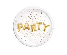 Procos Teller aus Metall 23 cm Gold Party, Gold, 5PR89637