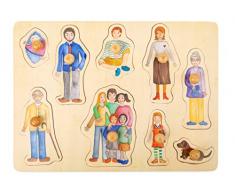 Small Foot 11501 Setzpuzzle Holz mit detaillierten Motiven zum Thema Familie, ab 12 Monaten Spielzeug, Mehrfarbig