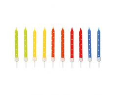 amscan 24 Geburtstagskerzen Punkte, Grün, Gelb, Orange, Rot und Blau, 20,5 x 10,5 x 1 cm