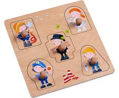 HABA 304588 - Greifpuzzle Berufe, 5-teiliges Holzpuzzle zum Beruferaten mit griffigen Holzknöpfen, Holzspielzeug ab 12 Monaten