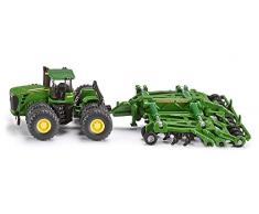 SIKU 1856, John Deere 9630 Traktor mit Amazone Centaur Grubber, 1:87, Metall/Kunststoff, Grün, Hochklappbare Grubberelemente