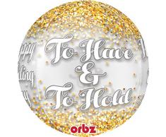 amscan 3519301 Orbz Hochzeit Konfetti Folienballon, Mehrfarbig