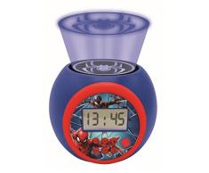 Lexibook RL977SP Projector-Wecker Spiderman Marvel mit Schlummerfunktion und Weckfunktion, Nachtlicht mit Timer, LCD-Bildschirm, Batteriebetrieb, Blau/Rot