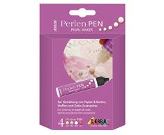 Kreul 92320 - Javana Perlen Pen Set, Farbe auf Wasserbasis, zur Gestaltung von Halbperlen mit Metalliceffekt auf Papier, Stoffen und Deko - Accessoires, 4 x 29 ml in gold, silber, weiß und rot