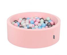 KiddyMoon Bällebad 90X30cm/200 Bälle ∅ 7Cm Bällepool Mit Bunten Bällen Für Babys Kinder Rund, Hellpink:Perle/Rosa/Baby Blau/Mint/Silbern