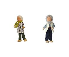 Käthe Kruse 66412 - Waldorf Biegepuppe Großmutter, grün/blau + Waldorf Biegepuppe Opa