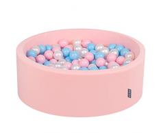 KiddyMoon Bällebad 90X30cm/300 Bälle ∅ 7Cm Bällepool Mit Bunten Bällen Für Babys Kinder Rund, Hellpink: Baby Blau/Rosa/Perle