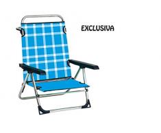 Alco 606ALF-1856 Strandliege aus Aluminium mit klappbarem Fuß, blau kariert, Farbe 1856, Mehrfarbig