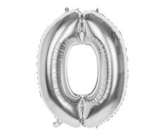 Boland 22030 Folienballon Zahl 0 Silber 86 cm