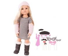 Götz 1759085 Hannah Loves Party Glamour Puppe - liebt Party - 50 cm große Stehpuppe, Blonde Lange Haare und blauen Augen - 22-teiliges Set