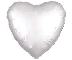 amscan 3859001 Folienballon Standard Satin Luxe White Herz, Weiß