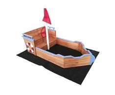 Outdoor Toys Sandkasten Holz Boot Abmessungen 158 x 78 x 100 cm, Mehrfarbig (KNH1016)