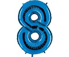 Ballon Zahl in Blau - XXL Riesenzahl 100cm - für Geburtstag Jubiläum & Co - Neun - Party Geschenk Dekoration Folienballon Luftballon Happy Birthday (Zahl 8)