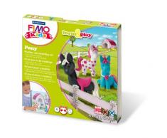 Staedtler 8034 08 LY Fimo kids form&play Set Pony superweiche, ofenhärtende Knete, kinderleichte Anleitung, wiederverschließbare Box, Set mit 4 Fimo Blöcken, 1 Modellierstab und 1 Spielkulisse